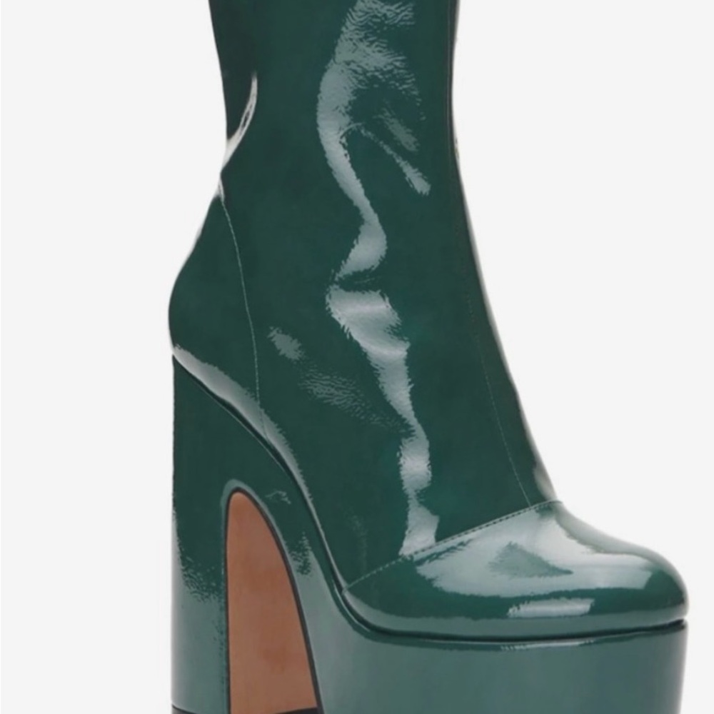 Green Patent Leather Platform Boots